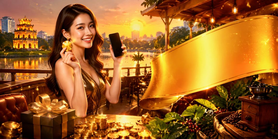 Người dùng nhận cashback và kiểm tra thưởng jackpot bên cốc cà phê tại Hà Nội